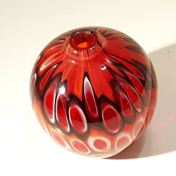 Blown Glass Bud Vase Red Bulb Confetti End Of Day - Picture 2 of 8